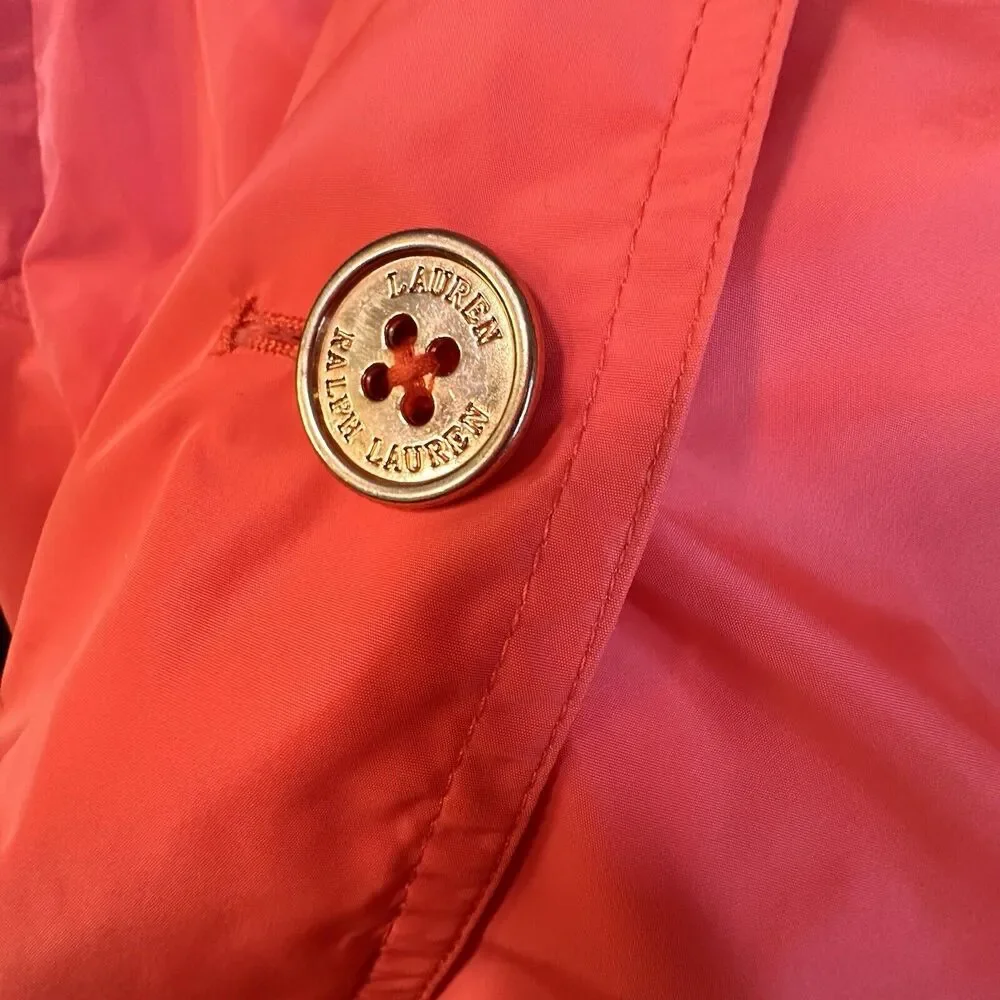 Lauren Ralph Lauren Fidajete Balmacaan Travel Trench Coat Womens Sz XL Orange - Picture 5 of 16